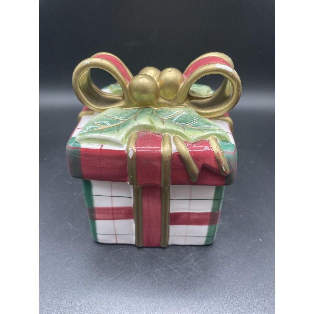 Fitz & Floyd Christmas Trinket Box‎ Multicolor Wrapped Gift